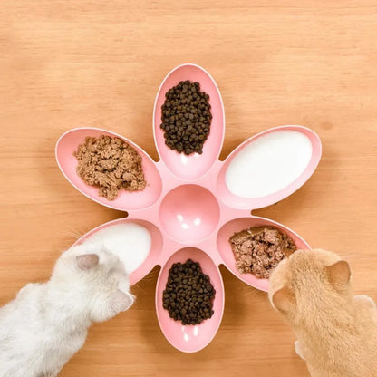 Multi Cat Feeding Bowl Petal Design Kitten Milk Bowl Puppy Dog Food Water Dish - Green