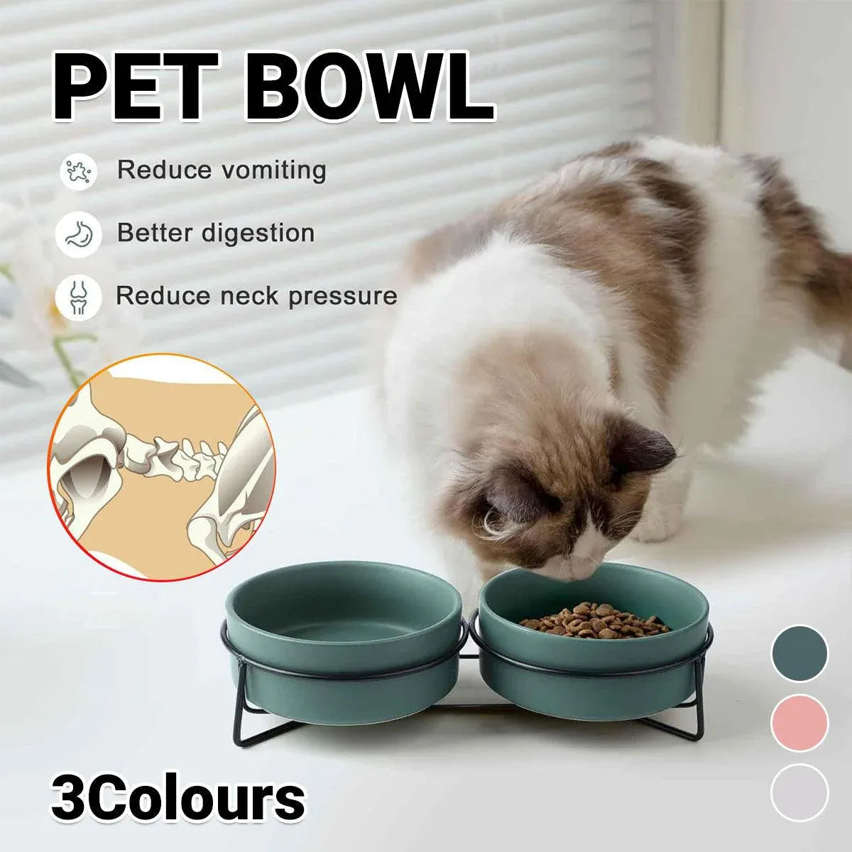 Ceramic Pet Bowl Cat Food Bowl Dog Bowl Drinking Bowl Pet Water Food Dish - Grey