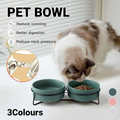 Ceramic Pet Bowl Cat Food Bowl Dog Bowl Drinking Bowl Pet Water Food Dish - Grey
