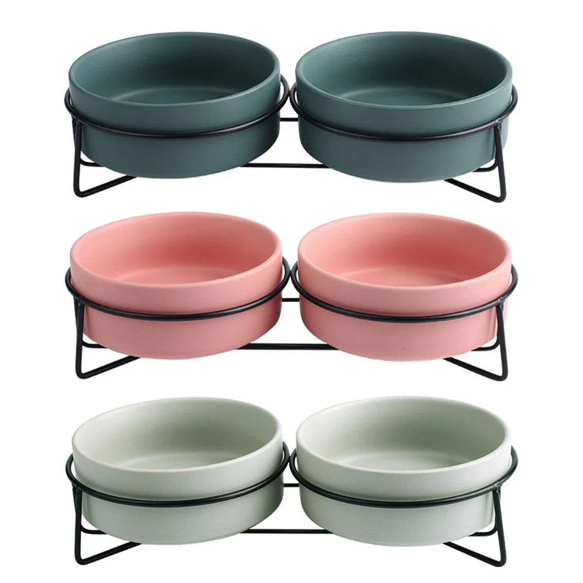 Ceramic Pet Bowl Cat Food Bowl Dog Bowl Drinking Bowl Pet Water Food Dish - Grey