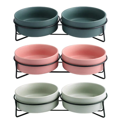 Ceramic Pet Bowl Cat Food Bowl Dog Bowl Drinking Bowl Pet Water Food Dish - Grey