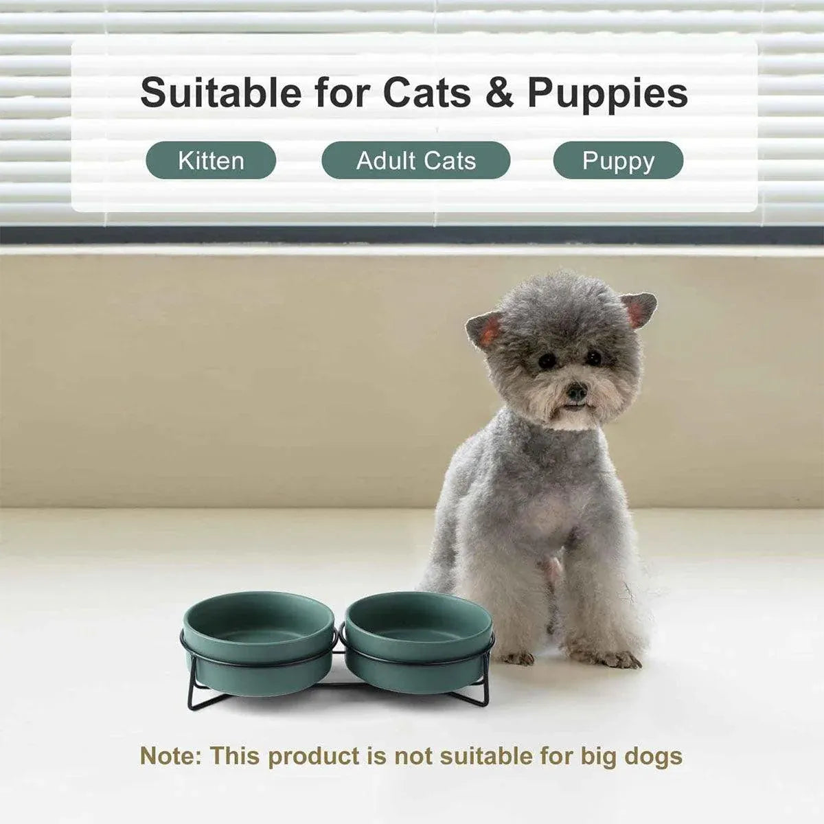 Ceramic Pet Bowl Cat Food Bowl Dog Bowl Drinking Bowl Pet Water Food Dish - Grey