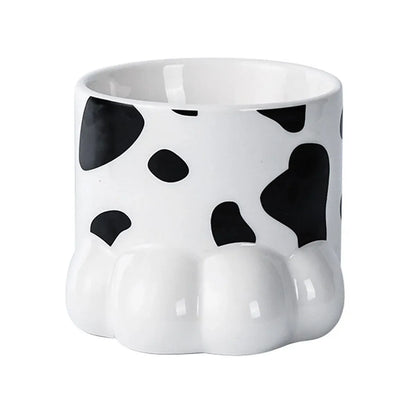 Ceramic Cat Food Bowl Cute Drinking Bowl for Pets Non Slip Food Water Dish Bowl - White