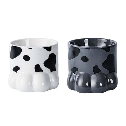 Ceramic Cat Food Bowl Cute Drinking Bowl for Pets Non Slip Food Water Dish Bowl - White