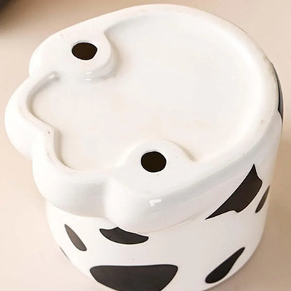 Ceramic Cat Food Bowl Cute Drinking Bowl for Pets Non Slip Food Water Dish Bowl - White