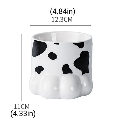 Ceramic Cat Food Bowl Cute Drinking Bowl for Pets Non Slip Food Water Dish Bowl - White