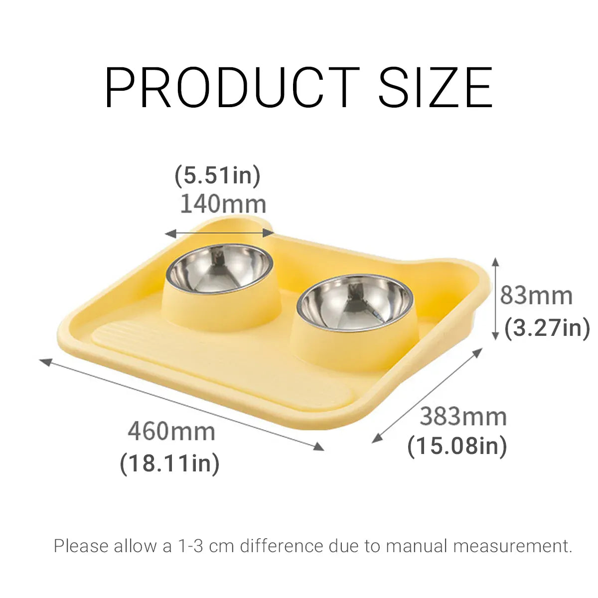 Double Pet Feeding Bowl Set Tilted Raised Anti Spill Dog Cat Food Water