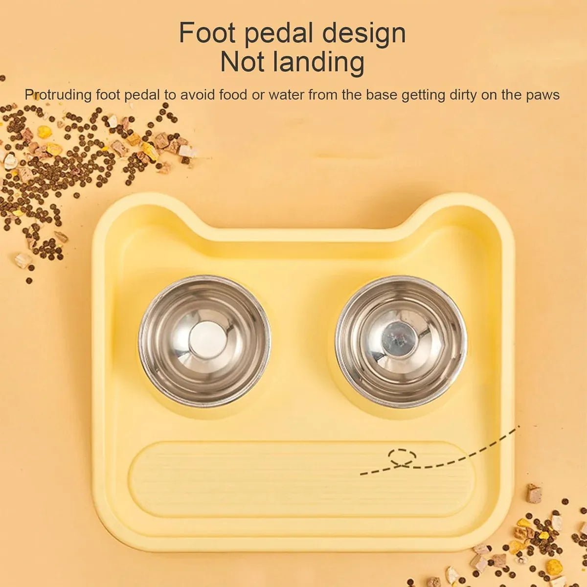 Double Pet Feeding Bowl Set Tilted Raised Anti Spill Dog Cat Food Water
