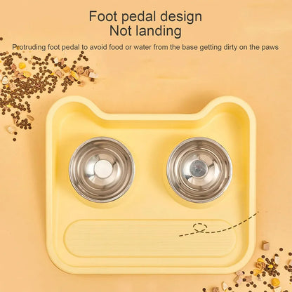 Double Pet Feeding Bowl Set Tilted Raised Anti Spill Dog Cat Food Water