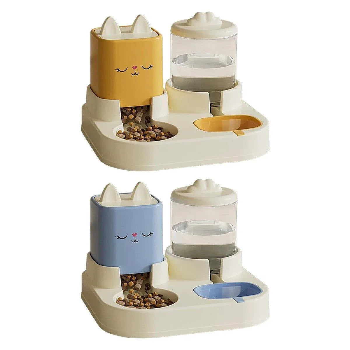 Pet Cartoon Feeding Bowl Universal Water Feeder Cat Dog Food Dish Durable Stand - Blue