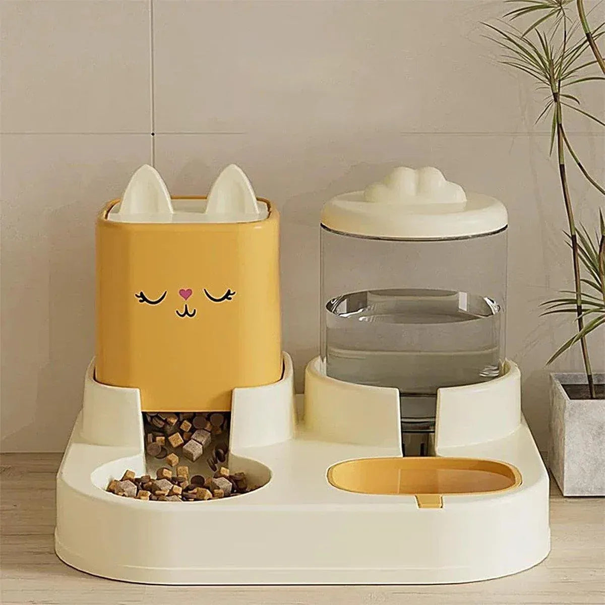 Pet Cartoon Feeding Bowl Universal Water Feeder Cat Dog Food Dish Durable Stand - Blue