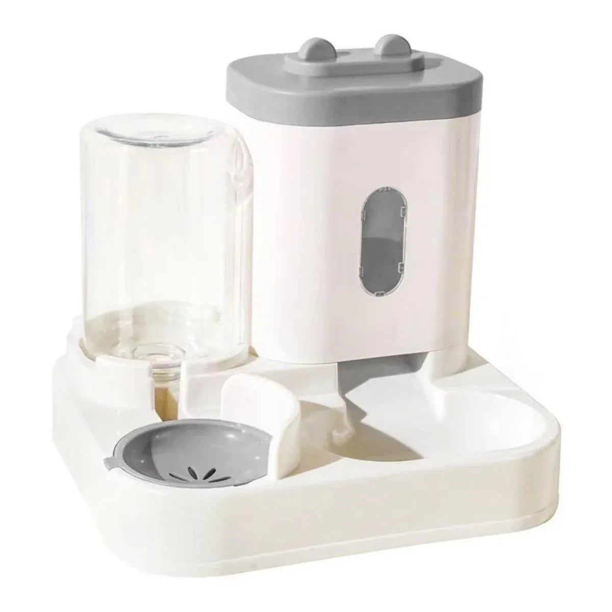 2in1 Pet Bowl Vertical Feeder and Drinker Cat Dog Bowl Water and Food in One - Grey