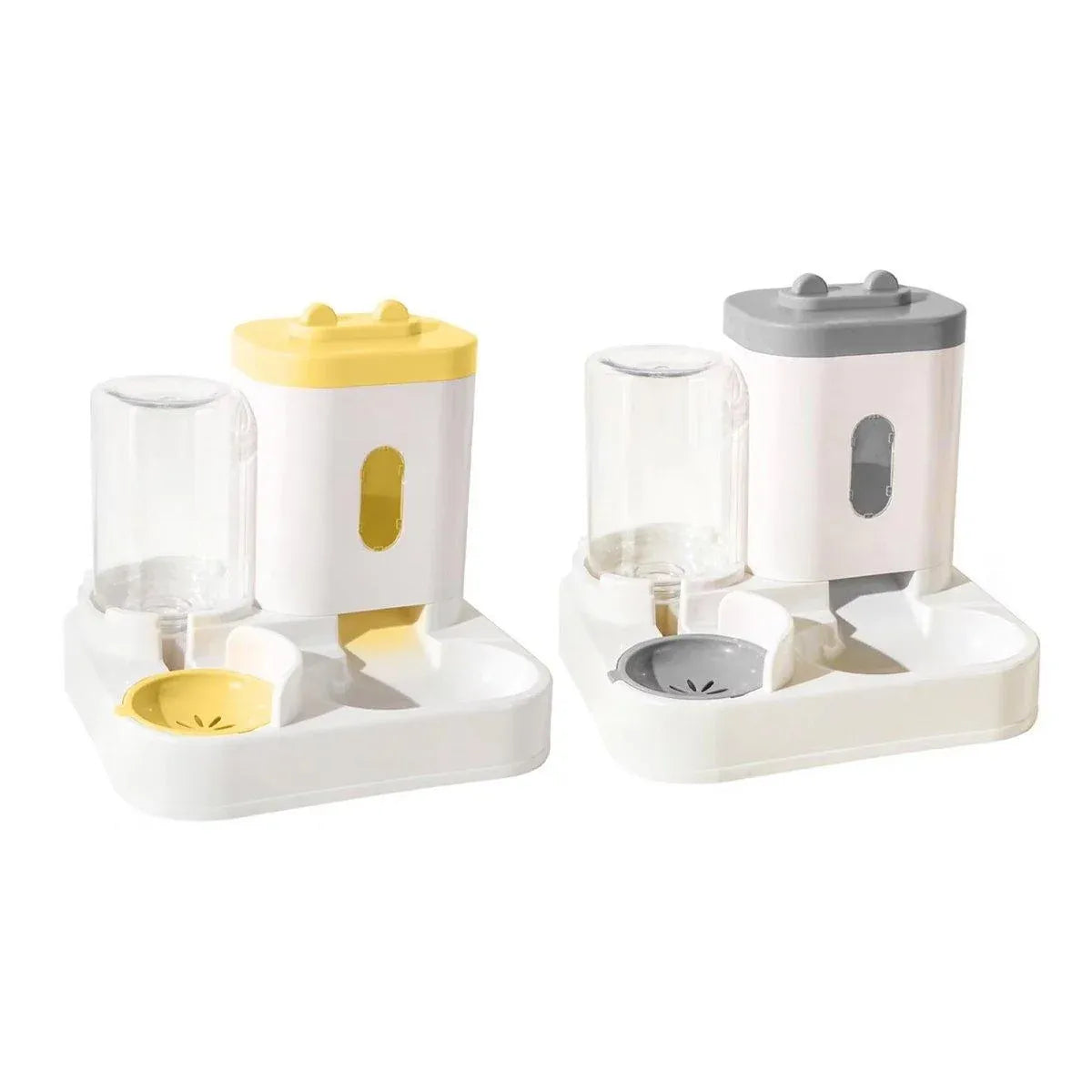 2in1 Pet Bowl Vertical Feeder and Drinker Cat Dog Bowl Water and Food in One - Grey