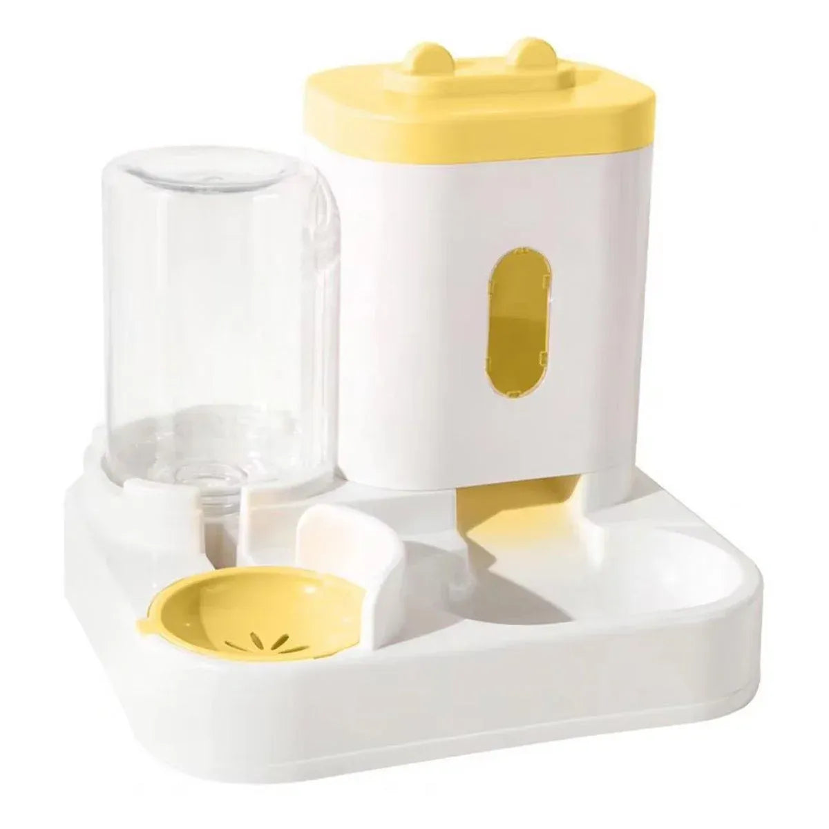2in1 Pet Bowl Vertical Feeder and Drinker Cat Dog Bowl Water and Food in One - Yellow