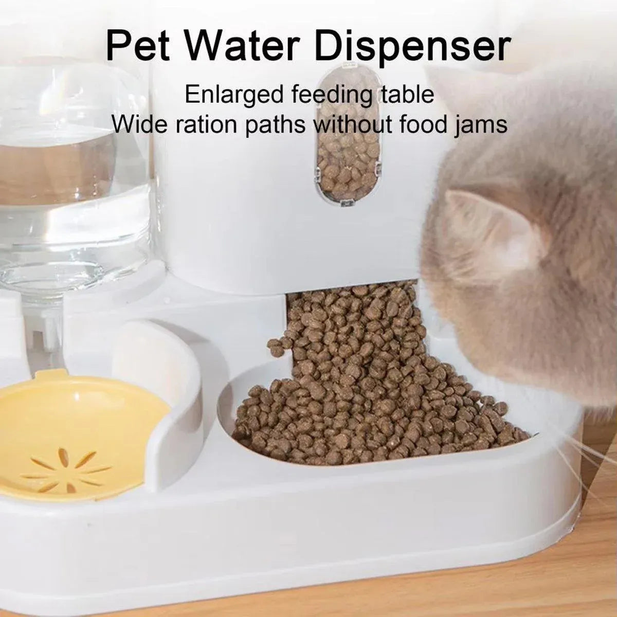 2in1 Pet Bowl Vertical Feeder and Drinker Cat Dog Bowl Water and Food in One - Yellow