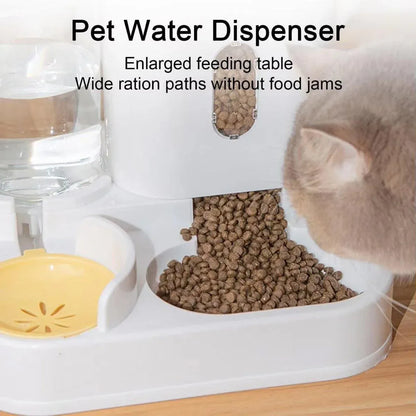 2in1 Pet Bowl Vertical Feeder and Drinker Cat Dog Bowl Water and Food in One - Yellow