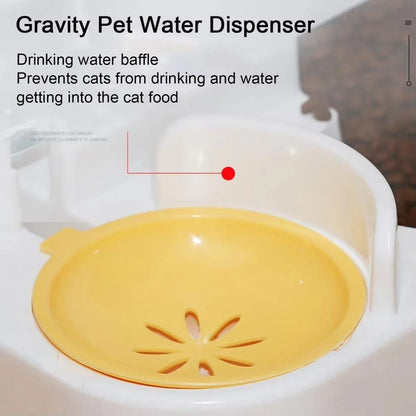 2in1 Pet Bowl Vertical Feeder and Drinker Cat Dog Bowl Water and Food in One - Yellow