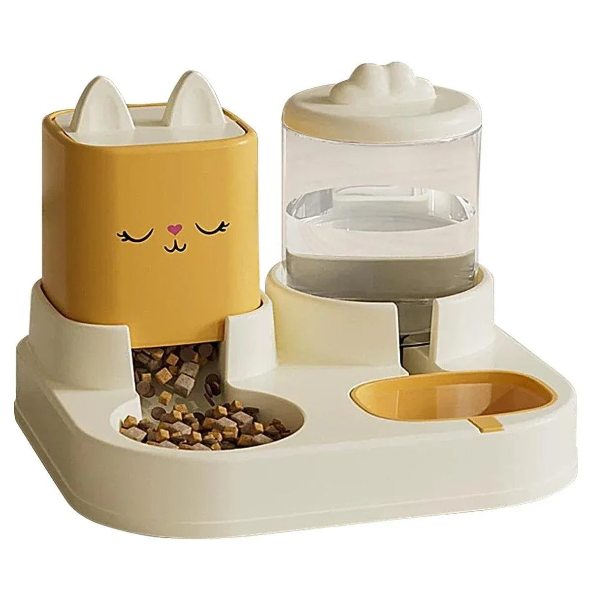 Pet Cartoon Feeding Bowl Universal Water Feeder Cat Dog Food Dish Durable Stand - Yellow