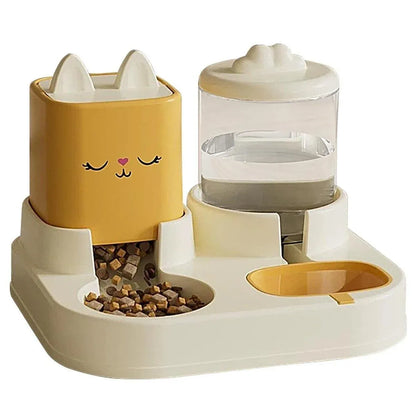 Pet Cartoon Feeding Bowl Universal Water Feeder Cat Dog Food Dish Durable Stand - Yellow