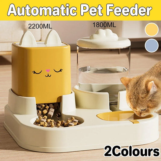 Pet Cartoon Feeding Bowl Universal Water Feeder Cat Dog Food Dish Durable Stand - Yellow