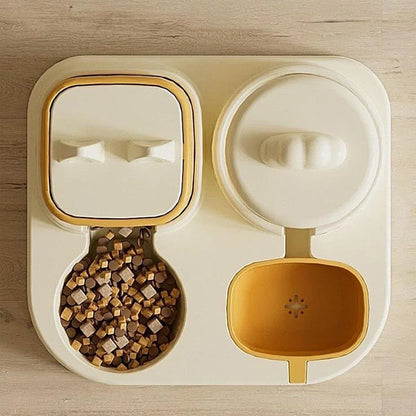 Pet Cartoon Feeding Bowl Universal Water Feeder Cat Dog Food Dish Durable Stand - Yellow