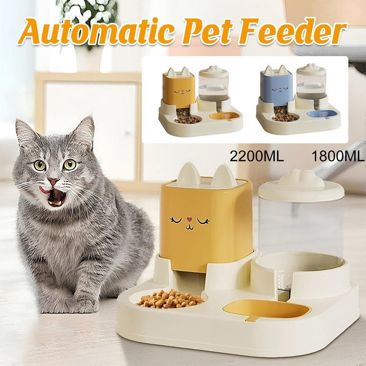 Pet Cartoon Feeding Bowl Universal Water Feeder Cat Dog Food Dish Durable Stand - Yellow