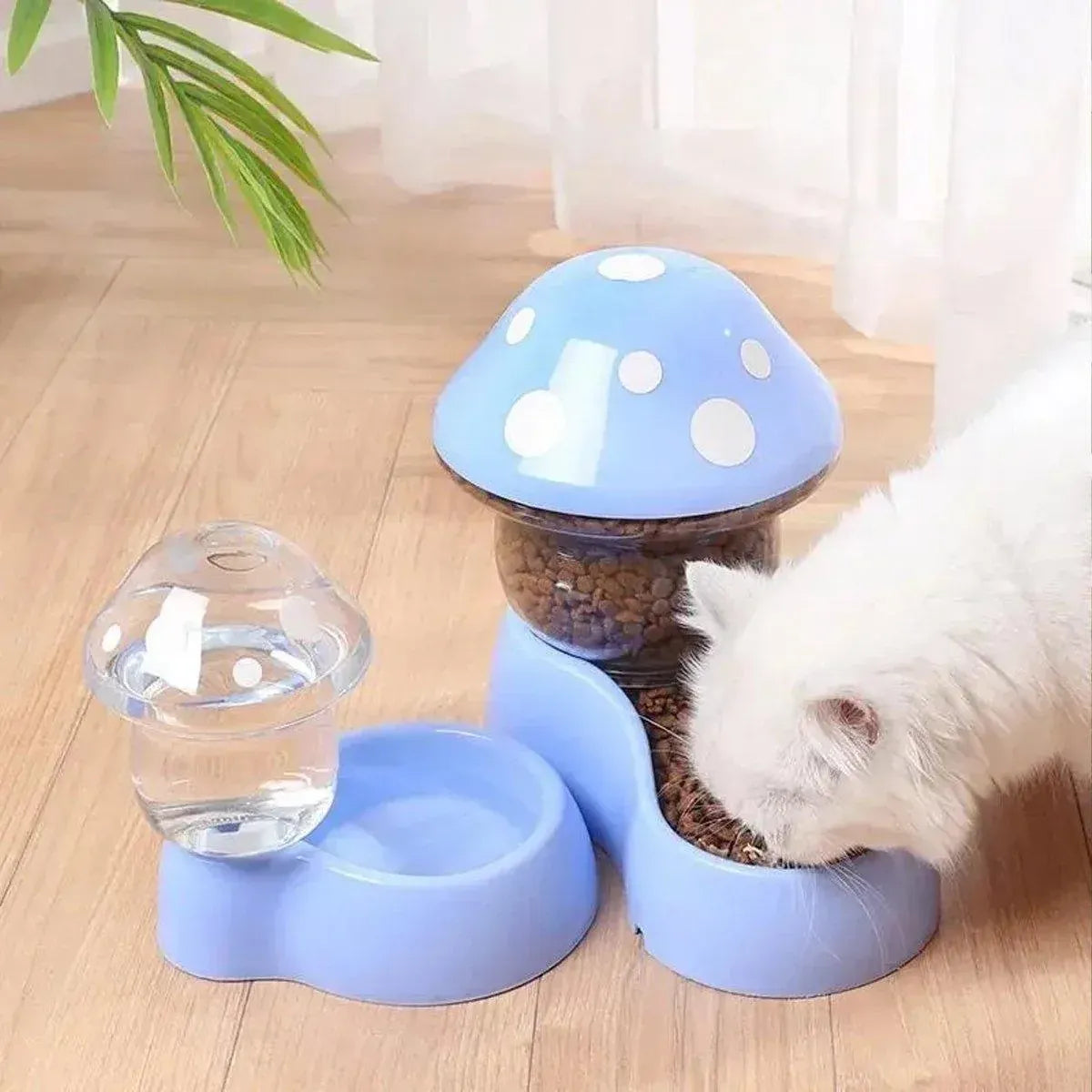 Cat Bowl Pet Feeding Bowl Double Dog Food Water Bowl for Cats and Dogs Feeding - Blue