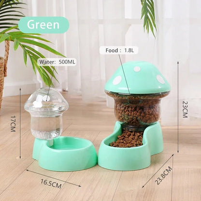 Cat Bowl Pet Feeding Bowl Double Dog Food Water Bowl for Cats and Dogs Feeding - Green