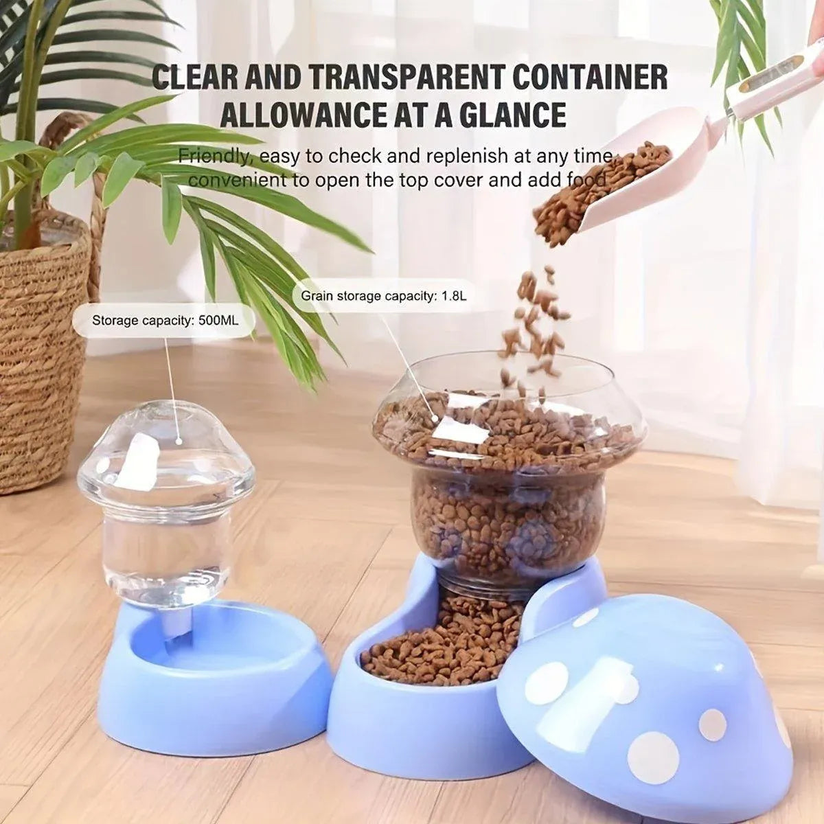 Cat Bowl Pet Feeding Bowl Double Dog Food Water Bowl for Cats and Dogs Feeding - Green