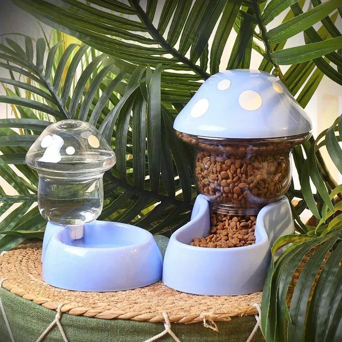 Cat Bowl Pet Feeding Bowl Double Dog Food Water Bowl for Cats and Dogs Feeding - Green