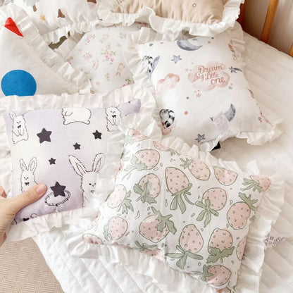 Lace Cat Pillow Soft Pet Cushion for Sleeping Comfortable Kitty Bed Cushion - White Strawberry - Mekamart Australia