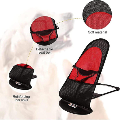 Pet Rocking Chair for Dogs Cats Foldable Pet Bed Portable Sleeping Lounger Chair - Red - Mekamart Australia