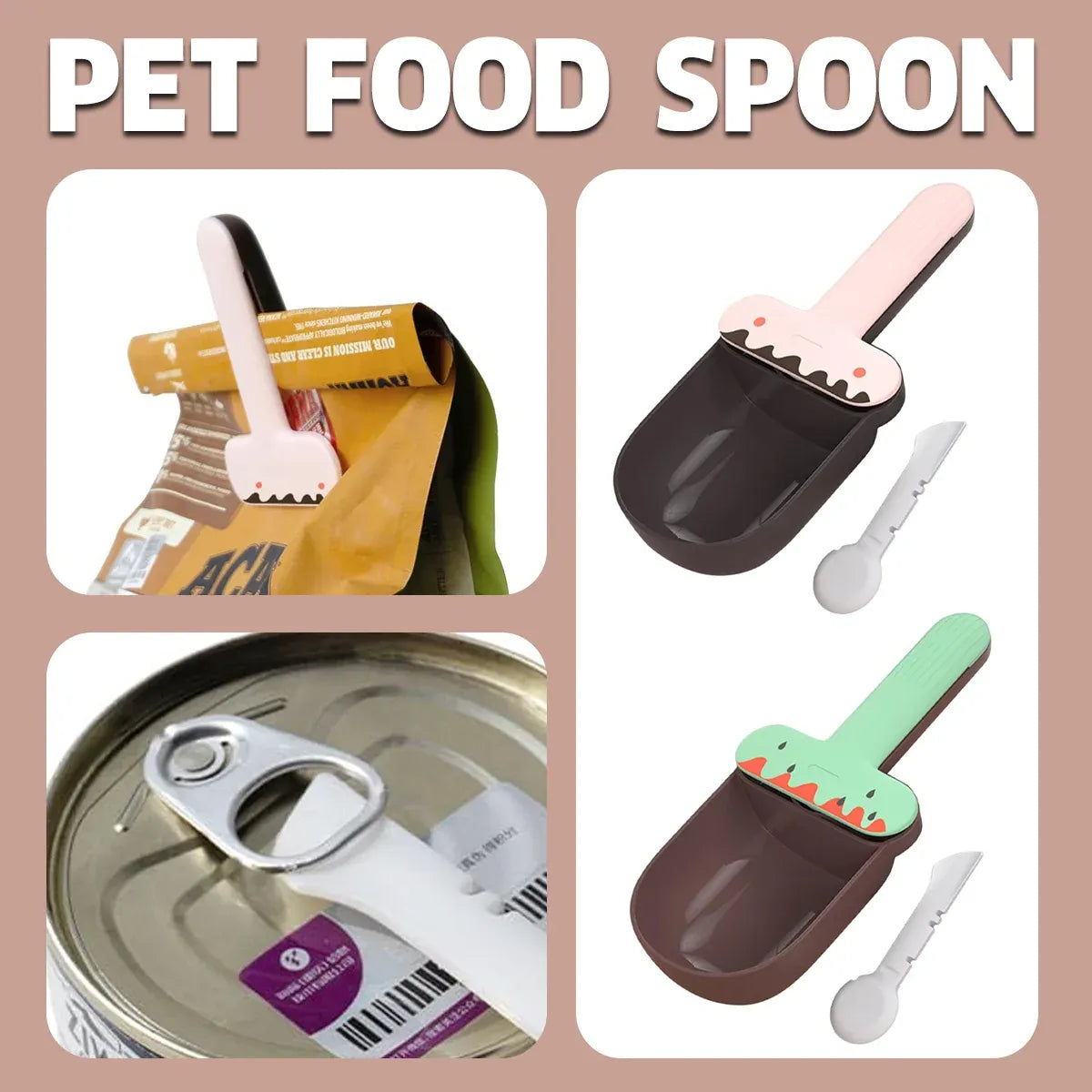 Pet Food Spoon Multifunctional Can Spoon Dog Shovel Ice Cream Cat Spoon Safe - Green