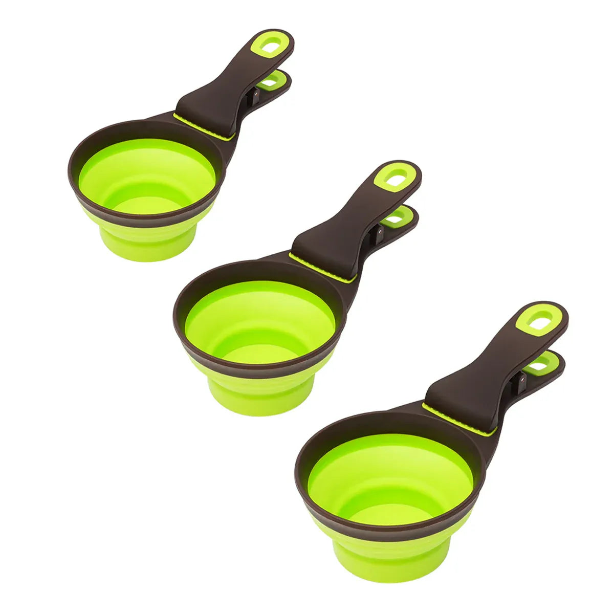 Silicone Pet Food Scoop With Clip Long Handle Foldable Cat Dog Spoon Tool - L