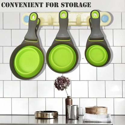 Silicone Pet Food Scoop With Clip Long Handle Foldable Cat Dog Spoon Tool - L