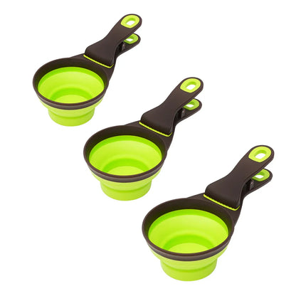 Silicone Pet Food Scoop With Clip Long Handle Foldable Cat Dog Spoon Tool - M