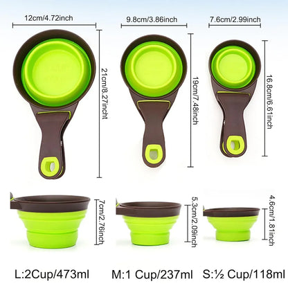 Silicone Pet Food Scoop With Clip Long Handle Foldable Cat Dog Spoon Tool - M