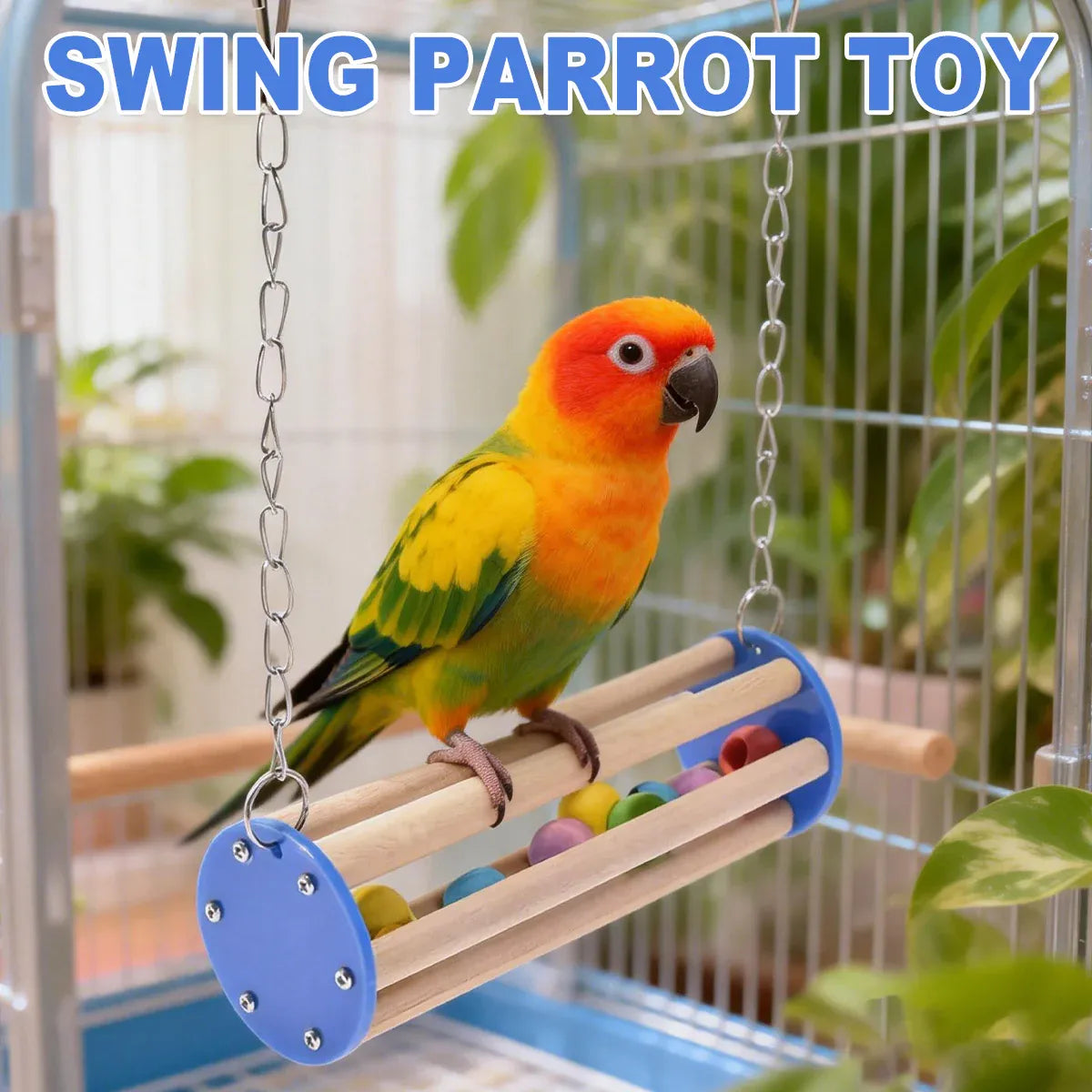 Wooden Bird Stand Perch Cage Mounted Play Toy For Parrot Budgie Cockatiel Cage