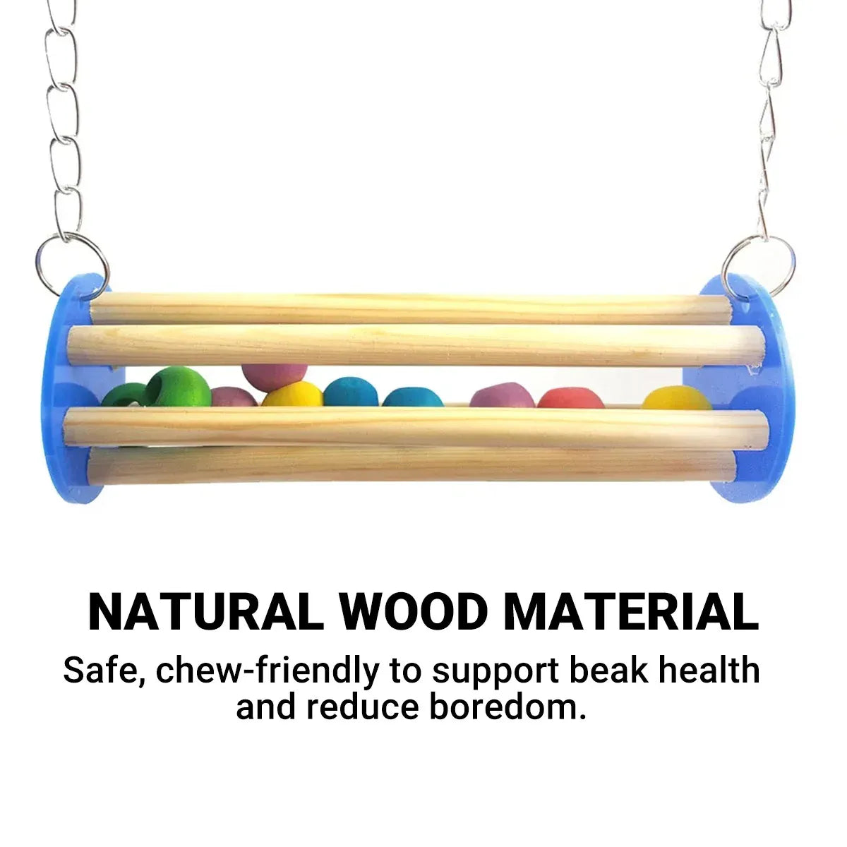 Wooden Bird Stand Perch Cage Mounted Play Toy For Parrot Budgie Cockatiel Cage