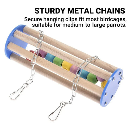 Wooden Bird Stand Perch Cage Mounted Play Toy For Parrot Budgie Cockatiel Cage