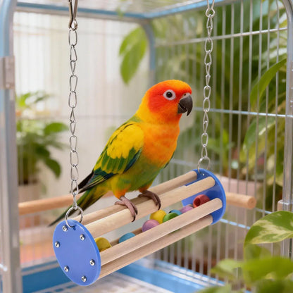 Wooden Bird Stand Perch Cage Mounted Play Toy For Parrot Budgie Cockatiel Cage