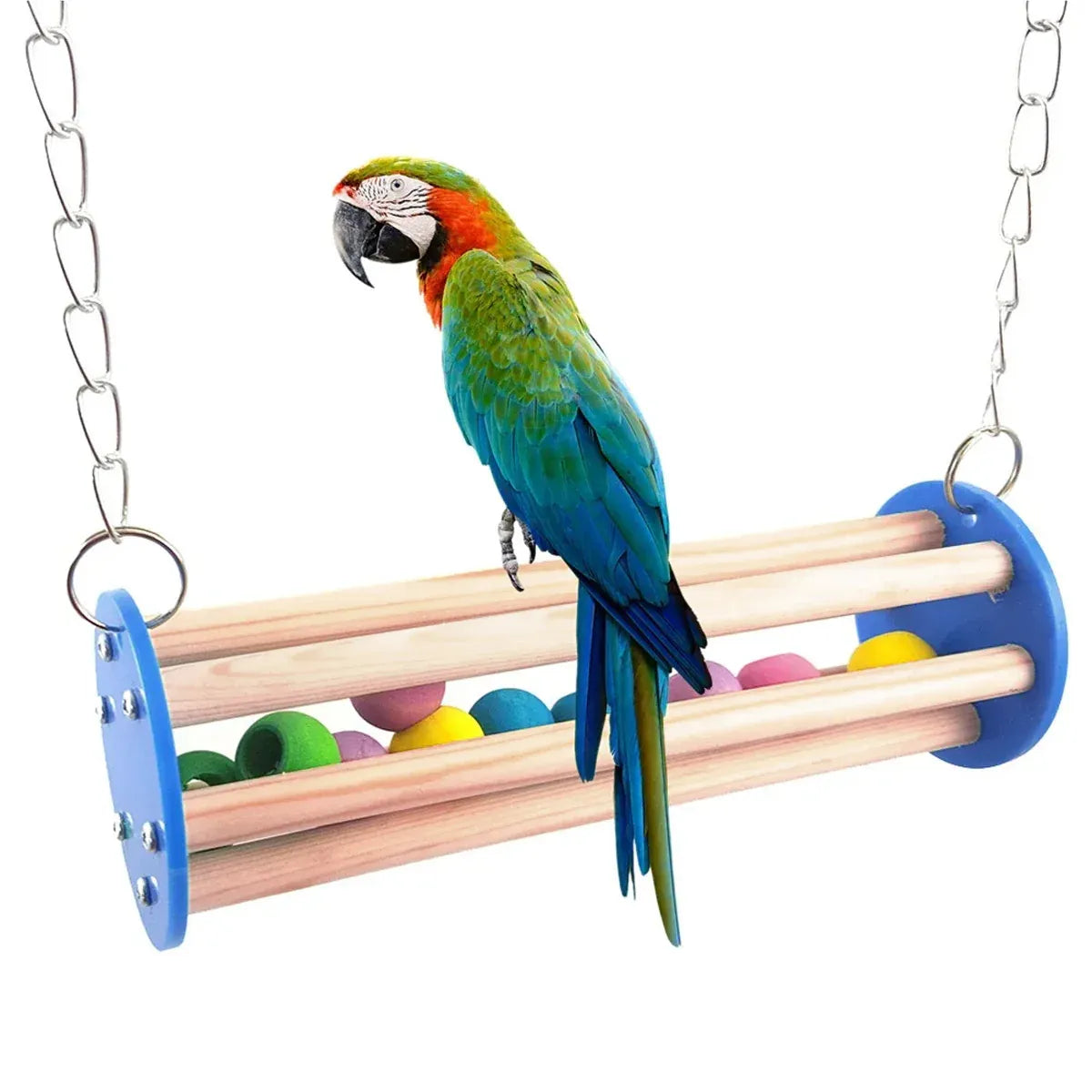 Wooden Bird Stand Perch Cage Mounted Play Toy For Parrot Budgie Cockatiel Cage
