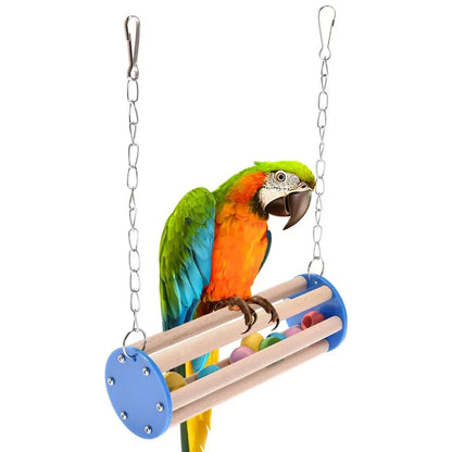 Wooden Bird Stand Perch Cage Mounted Play Toy For Parrot Budgie Cockatiel Cage
