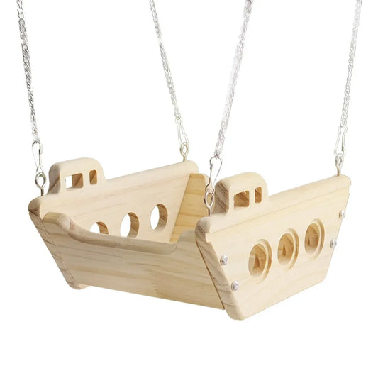 Wooden Cradle Swing Hammock Cage Accessory for Small Pets