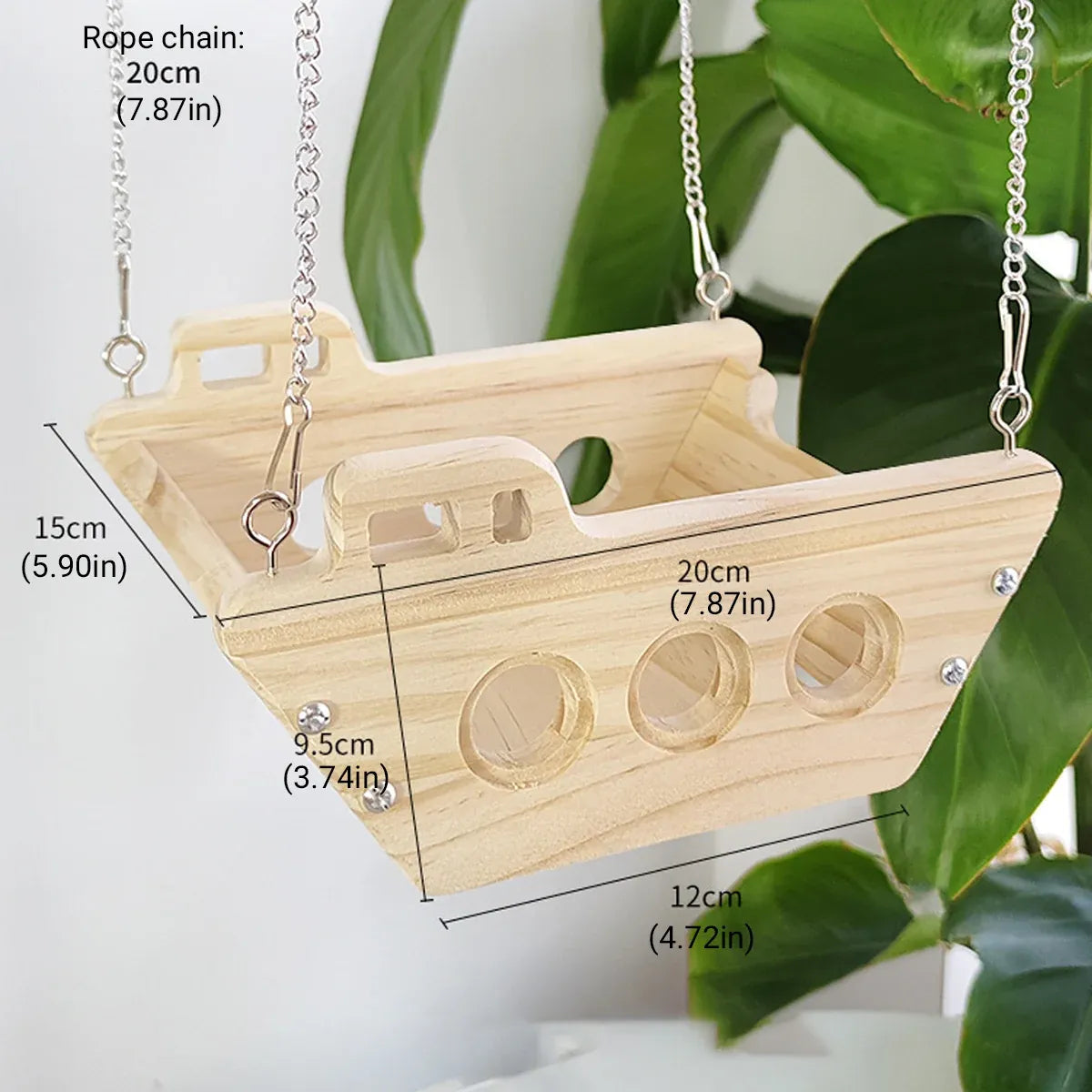 Wooden Cradle Swing Hammock Cage Accessory for Small Pets