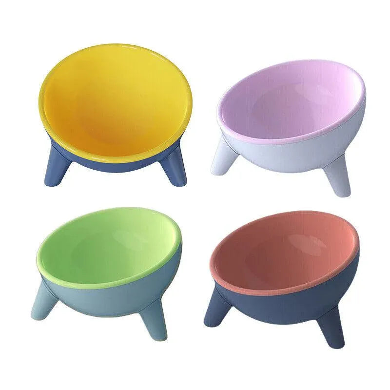Raised Cat Bowl Pet Feeder Pet Bowl Elevated Dog Bowls 15° Tilted Pet Water Bowl - Camella Red
