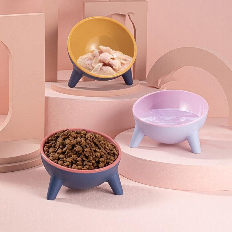 Raised Cat Bowl Pet Feeder Pet Bowl Elevated Dog Bowls 15° Tilted Pet Water Bowl - Rock Yellow