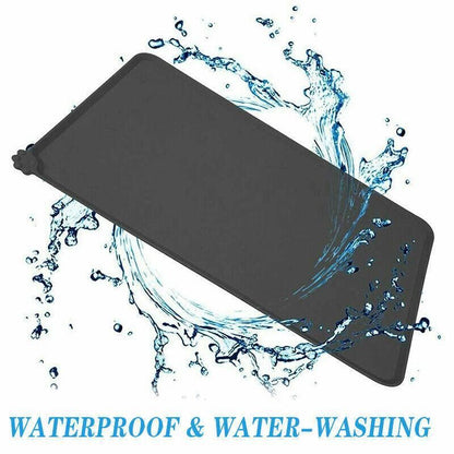Silicone Pet Feeding Mat Dog Cat Food Bowl Placemat Waterproof Non-Slip Easy Clean - Black