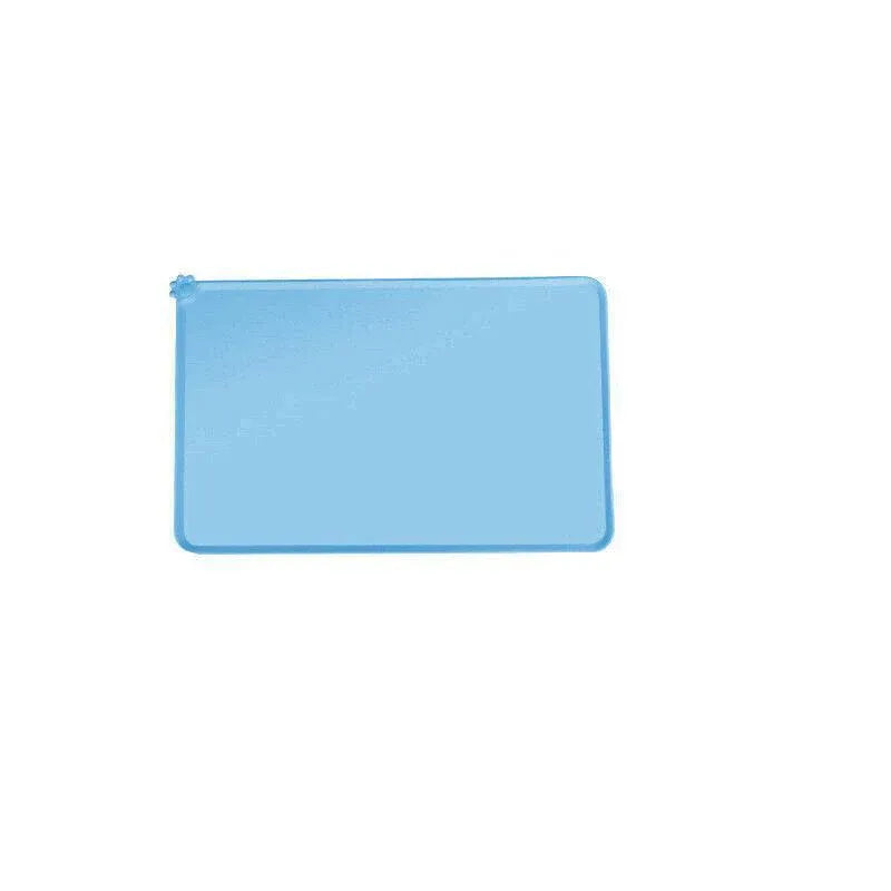 Silicone Pet Feeding Mat Dog Cat Food Bowl Placemat Waterproof Non-Slip Easy Clean - Blue