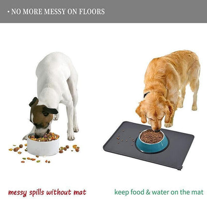 Silicone Pet Feeding Mat Dog Cat Food Bowl Placemat Waterproof Non-Slip Easy Clean - Blue